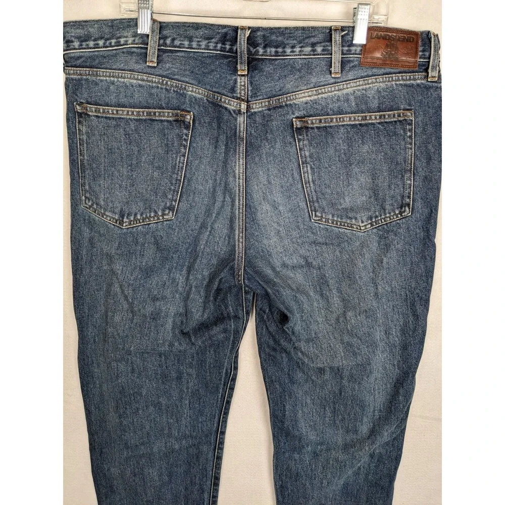Lands End Square Rigger Mens Jeans Size 40 x 28.5 Traditional Fit Cotton Blue
